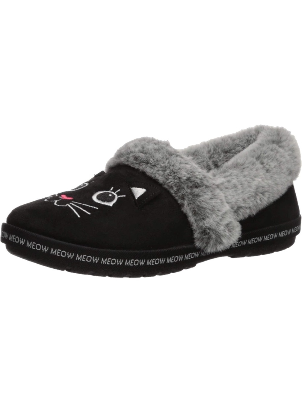 Bobs Skechers Slip-ins Meow Cat Face Faux Fur Slippers Size 6